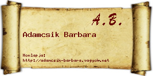 Adamcsik Barbara névjegykártya