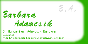 barbara adamcsik business card